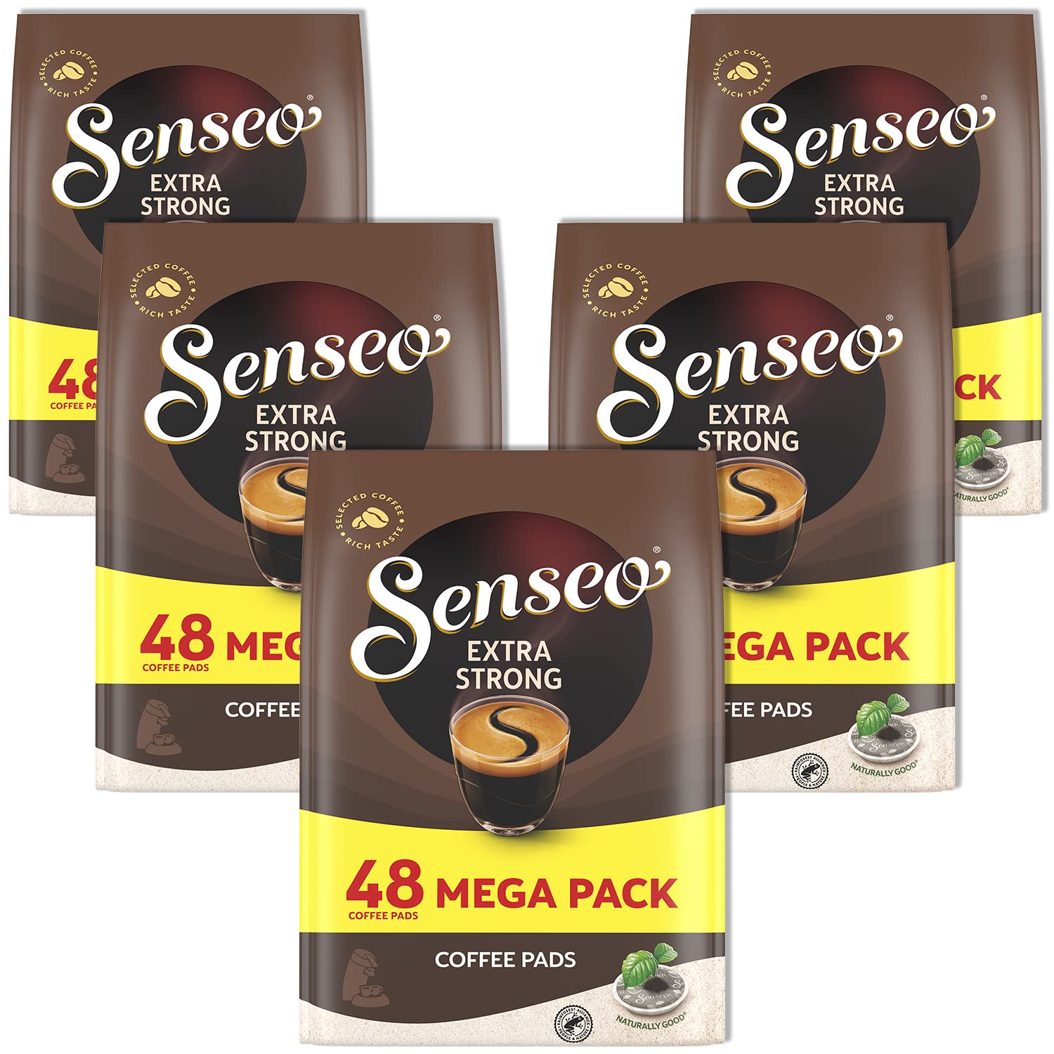 Senseo Extra Strong Coffee Pods  240 Count (5 Packs)  Dark Roast with Intense & Bold Flavor and Rich Crema  Single-Serve Coffee Pads Compatible with Senseo & PeleCom Machines