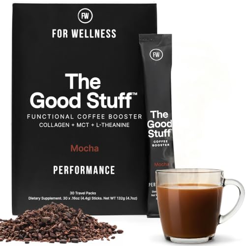 For Wellness The Good Stuff Focus  Mocha Coffee Booster | Nootropic Collagen Creamer with MCTs for Focus, Energy & Wellness | Non-Dairy, Keto-Friendly, 30 Servings