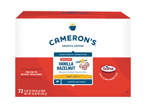 Cameron's Coffee Single Serve Pods, Decaf Vanilla Hazelnut, 72 Count (Pack of 1)