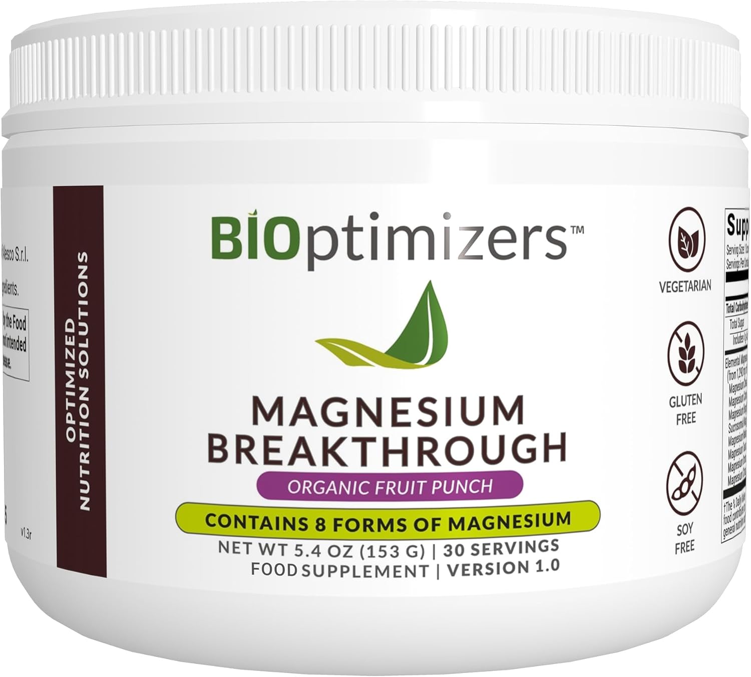 BIOptimizers Magnesium Breakthrough Drink - 8 Forms of Magnesium, Electrolytes, Sleep Health, Stress, Muscle Recovery, Heart Support | Glycinate, Citrate, Malate - Fruit Punch