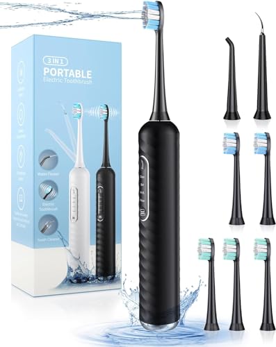 UNINGOPI 3-in-1 Electric Toothbrush & Water Flosser (Black)