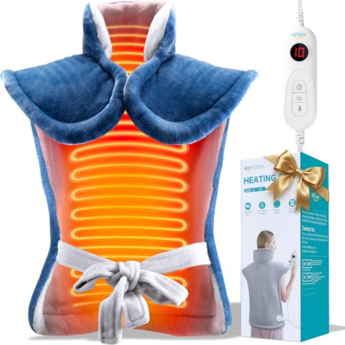 Heating Pad for Back Pain Relief, 24"x33" Weighted Heating Pads for Neck and Shoulder, Back Heating Pads Fast-Heating with 10 Heat Settings, 4 Timing Setting Full Body Heating Pad, Gifts for Women Men