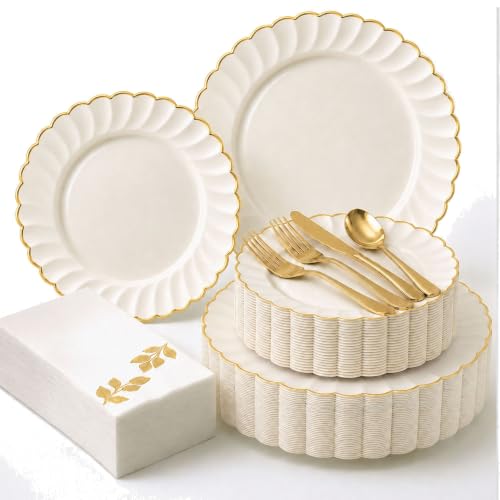 By Madee 175 Pc Ivory Scalloped Set