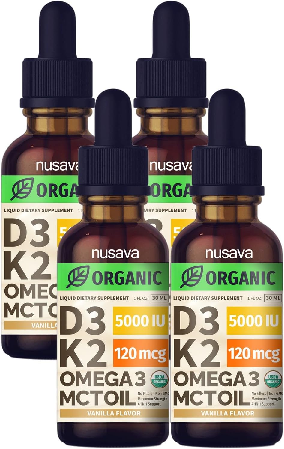 (4 Pack) Organic Vitamin D3 K2 Drops (Vanilla)