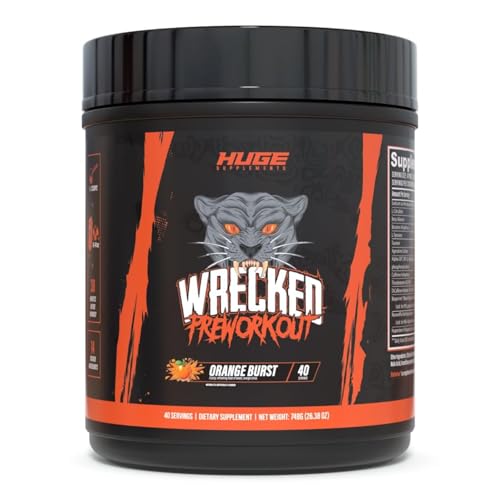 Huge Supplements Wrecked Pre-Workout, Advanced Formula - Energy, Focus, Pumps & Performance (High-Dose Ingredients)