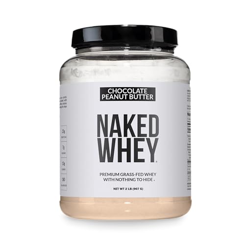 NAKED Whey Chocolate Peanut Butter Protein Powder, Grass Fed Whey, No GMO, No Soy, and Gluten Free. Nothing Artificial, Aid Growth and Recovery - 21 Servings
