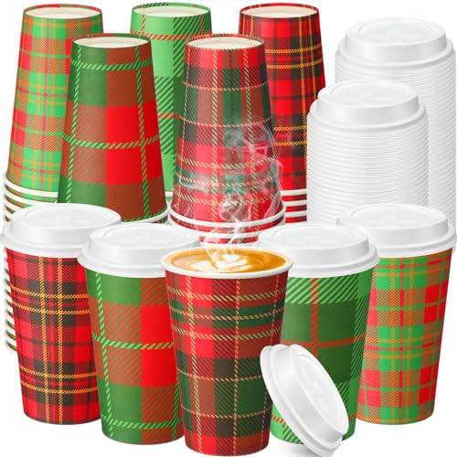 Hushee 16oz Plaid Paper Cups