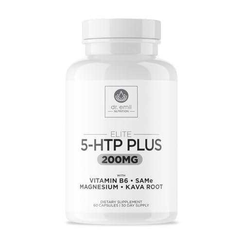 200 MG 5-HTP Elite with Kava Root Extract, Magnesium & SAM-e to Maintain Normal Healthy Sleep & Create a Sense of Wellbeing - 5HTP Supplement with Vitamin B6 - 60 Capsules, 30 Servings