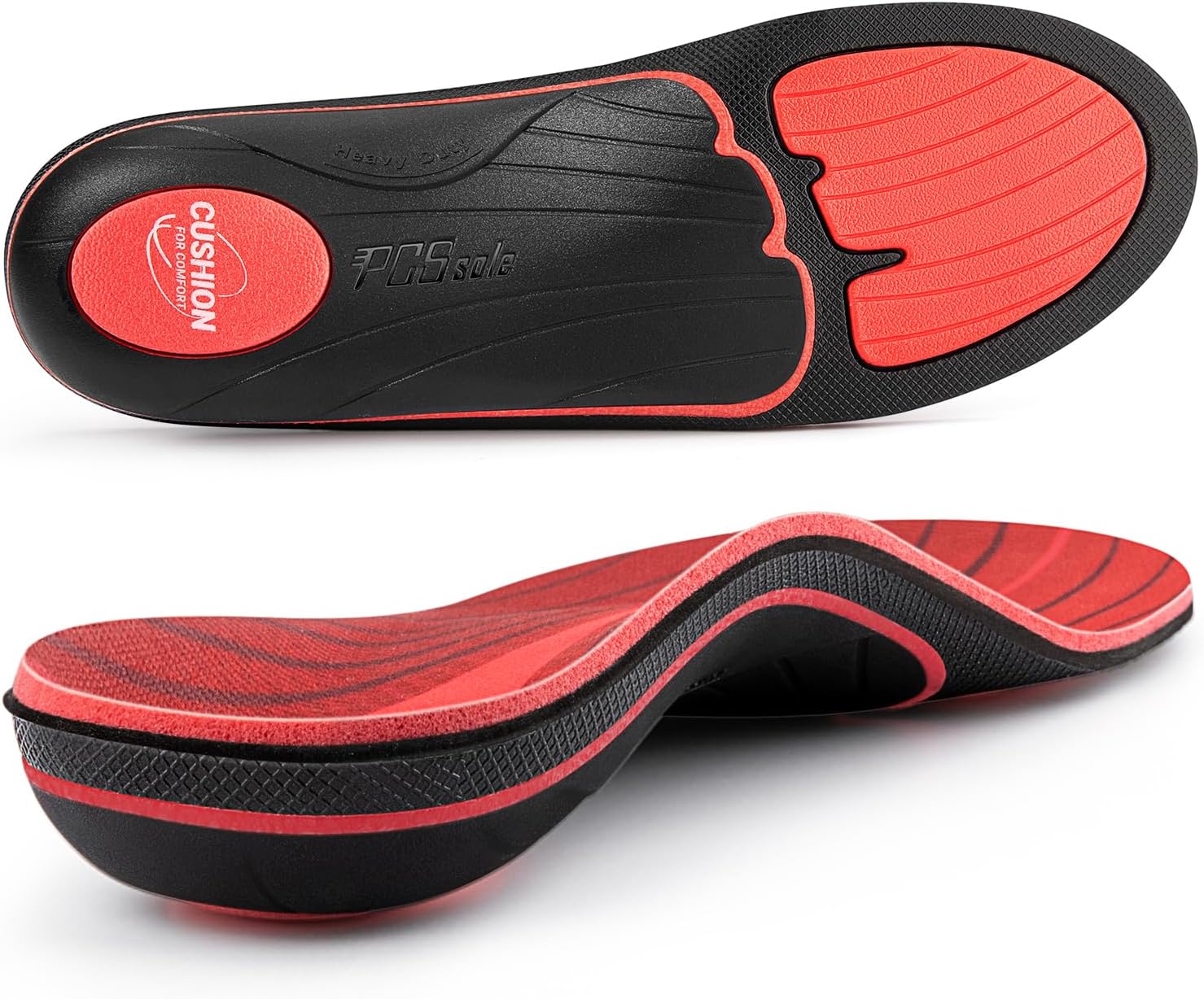 PCSsole Plantar Fasciitis Insoles Men Women- 220+lbs Heavy Duty High Arch Support Inserts with Comfort Cushion Orthotic Pain Relief Insoles for Flat Feet - Arch Pain - Heel Pain -Work Boot Shoe Insole