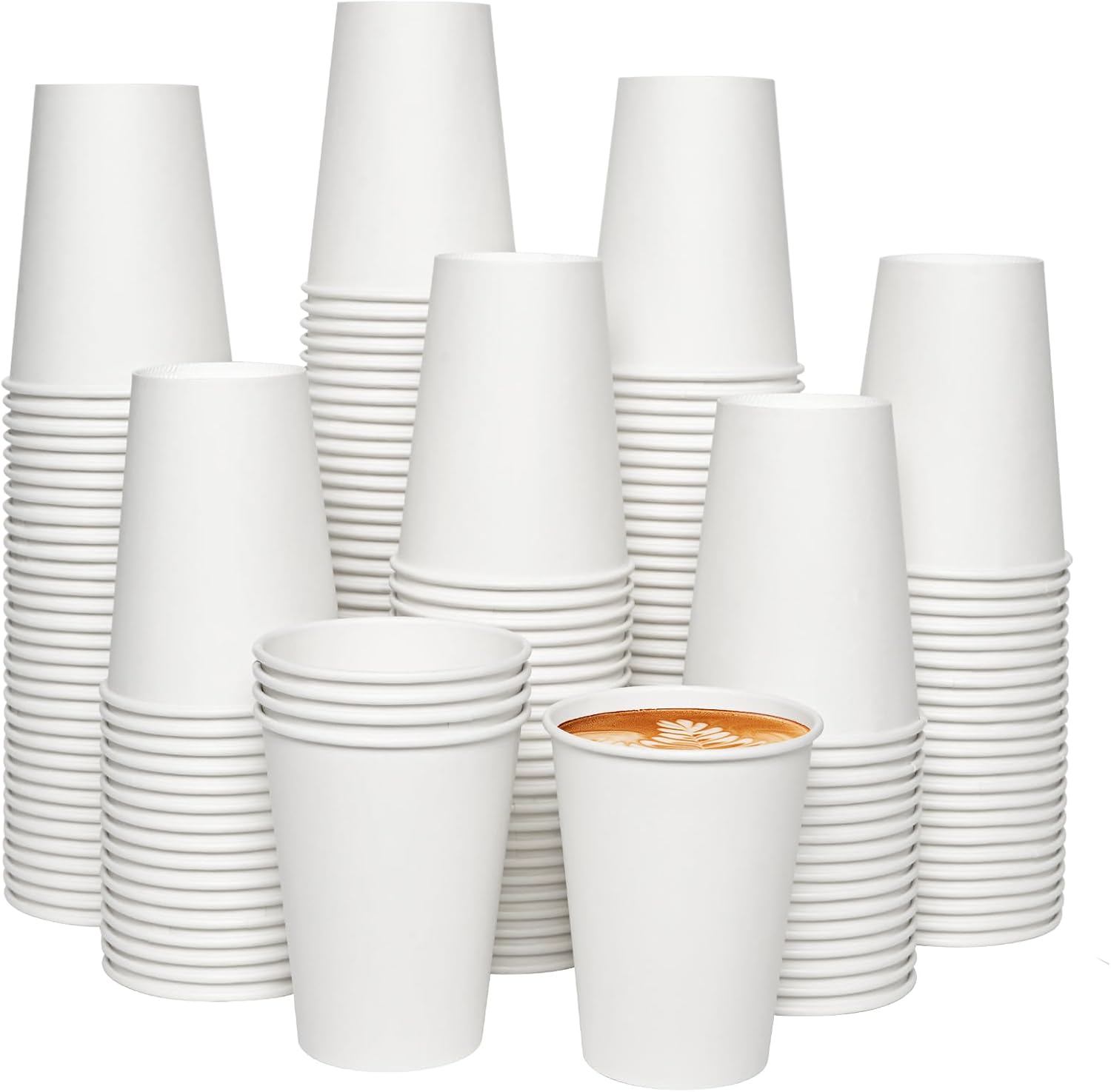 JOLLY CHEF 300 Pack Disposable Paper Coffee Cups 12 oz, Hot Beverage Cups Paper Cups for Water, White Drinking Cups, Ideal for Party, Office, Home, Travel and More