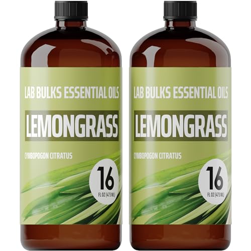 Lemongrass Essential Oil 2-Pack, 16oz Bottle, Bulk for Diffusers, Home, Care, Aromatherapy, Candles