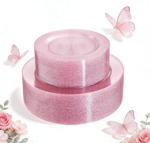 WDF 120pcs Pink Plastic Plates