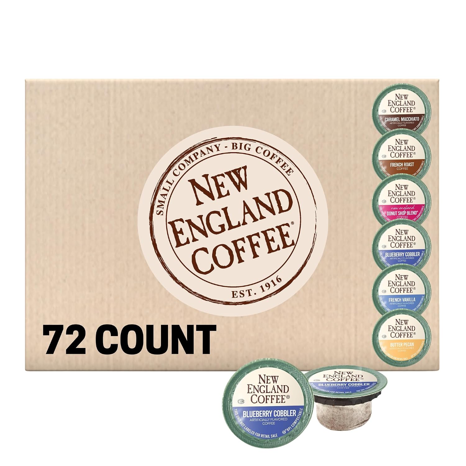 New England Coffee Variety Pack Single Serve Pods, 12ct Box (Pack of 6)