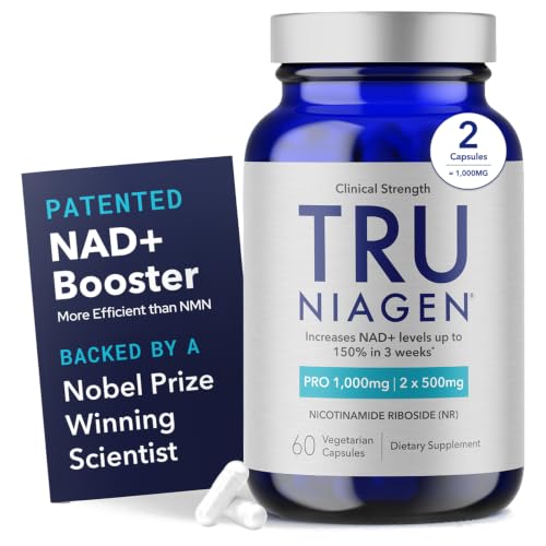 TRU NIAGEN PRO NAD+ Supplement for Anti Aging and Cell Regeneration, 2 x 500mg Patented Niagen, 30 Servings | Supports Cellular Energy | Nicotinamide Riboside (NR) Daily Supplements for Men and Women