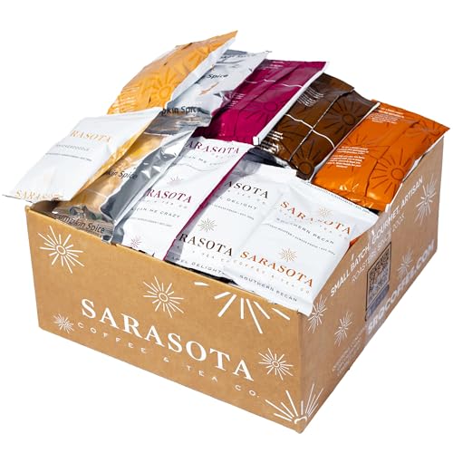 Ground Coffee | Gift Set Sampler Pack Variety Flavored Medium Roast Low Acid Mold Free Pouches | Gourmet Bulk Packets | Highest Rated Individual Premeasured Powder Bags for 12 Cup Drip Maker