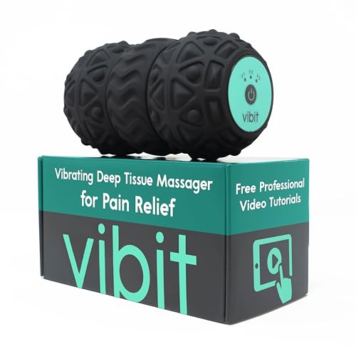 Vibit - Vibrating Massager for Plantar Fasciitis, Pain Relief and Sciatica, Foot and Body Portable Massage Roller, Deep Tissue Pain Relief from Feet to Neck, Electric, 3 Vibration Levels (Black)