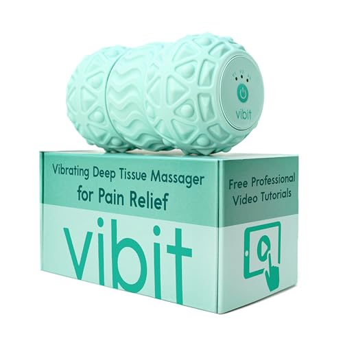 Vibit - Vibrating Massager for Plantar Fasciitis, Pain Relief and Sciatica, Foot and Body Portable Massage Roller, Deep Tissue Pain Relief from Feet to Neck, Electric, 3 Vibration Levels (Green)