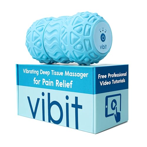 Vibit - Vibrating Massager for Plantar Fasciitis, Pain Relief and Sciatica, Foot and Body Portable Massage Roller, Deep Tissue Pain Relief from Feet to Neck, Electric, 3 Vibration Levels (Blue)
