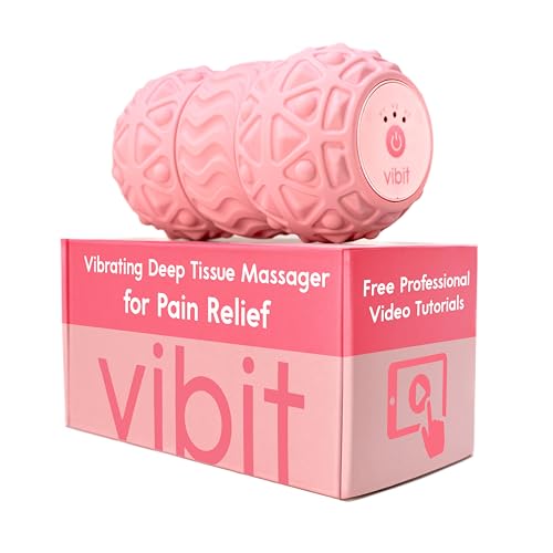 Vibit - Vibrating Massager for Plantar Fasciitis, Pain Relief and Sciatica, Foot and Body Portable Massage Roller, Deep Tissue Pain Relief from Feet to Neck, Electric, 3 Vibration Levels (Pink)
