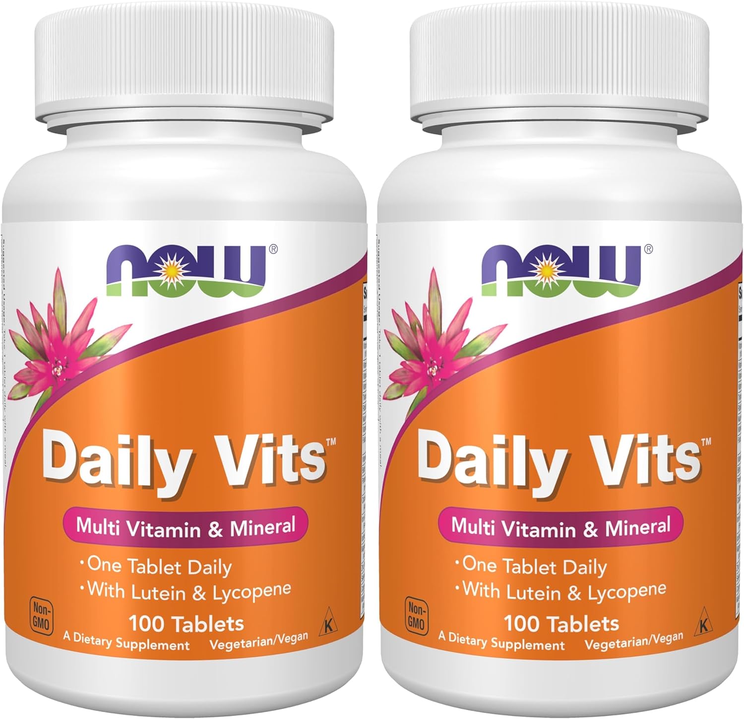 NOW Supplements, Daily VitsTM, One Tablet Daily with Lutein & Lycopene, 100 Tablets (Pack of 2)