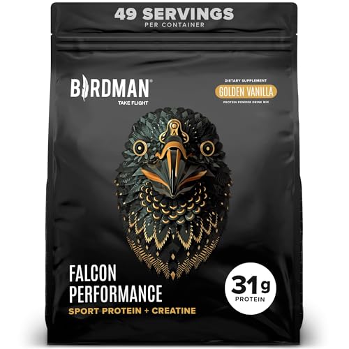 Falcon Performance Vegan Protein Powder, 31g Protein, 5g Creatine, 5g BCAA, Probiotics, Electrolytes, Pre Workout, Low Carb, Sugar Free & Dairy Free, Plant Based Vanilla Protein - 49 Servings