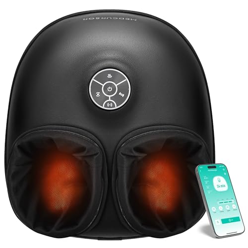Medcursor Foot Massager with Heat, Shiatsu Deep Kneading Machine, Multi Air Compression Intensity, Smart APP Mobile Remote Control and Foot Massage Relax for Home and Office Use, Gifts for Women Mom
