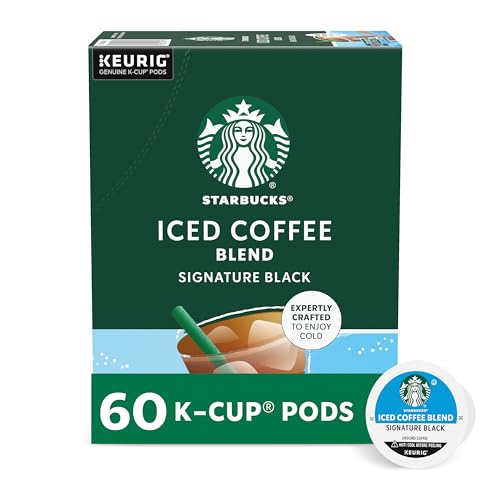 Starbucks K-Cup Coffee Pods, Medium Roast Iced Coffee Blend, Signature Black for Keurig Brewers, 100% Arabica, 6 Boxes (60 Pods Total)