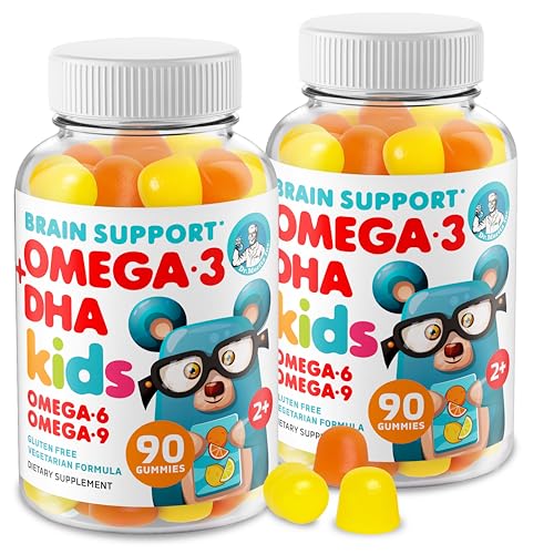 DR. MORITZ Omega 3 Kids Gummies (180 Count), Vegan Omega3 Gummies for Kids with No Fish Oil, Vitamins for Brain & Heart Health, Gluten-Free Omega 3 6 9