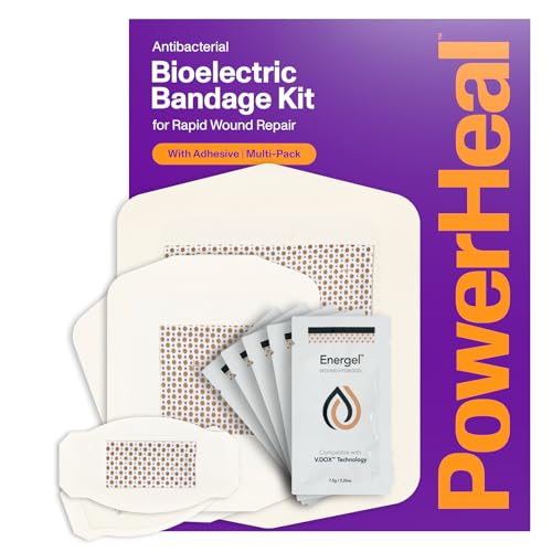 Bioelectric Bandage Kit for Wound Care & Fast Healing  3-Layers w/Bioelectric Pad, Absorbent Pad, Adhesive + Wound Hydrogel  for Cuts, Abrasions, Blisters, Burns  Mult-Size 5-Pack