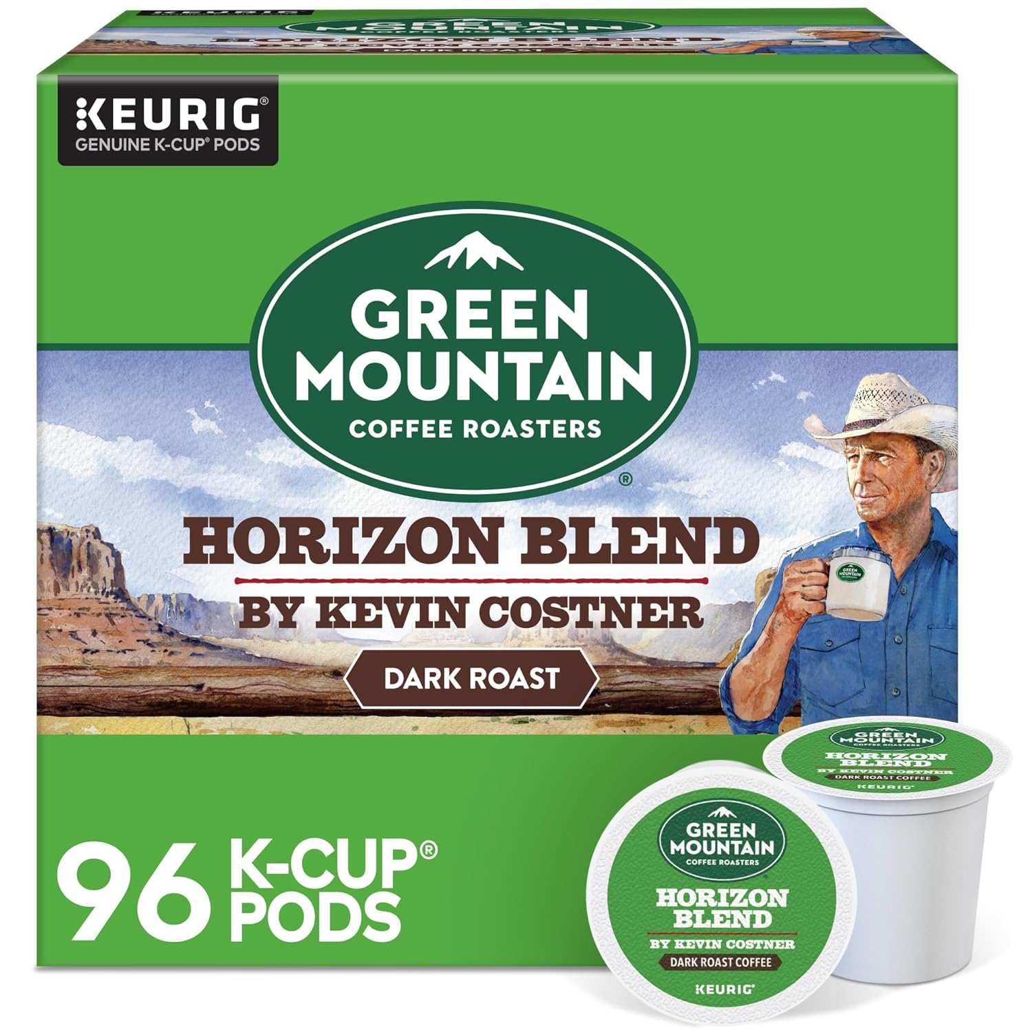 Green Mountain Coffee Roasters Horizon Blend Coffee by Kevin Costner, Single Serve Keurig K-Cup Pod, 96 Count