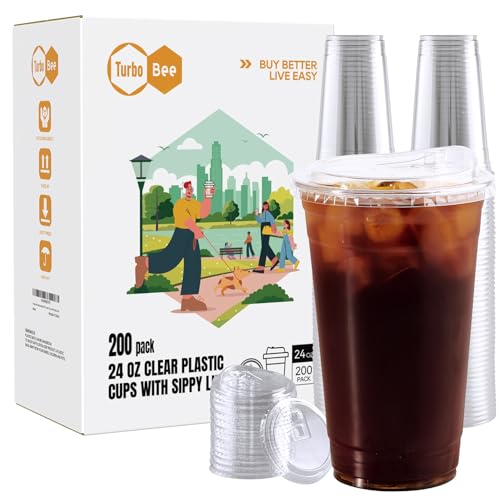 Turbo Bee 24 OZ 200 Sets Clear Plastic Cups
