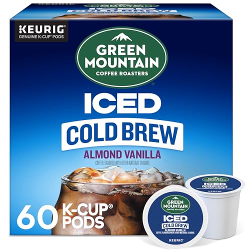 Green Mountain Coffee Roasters Almond Vanilla Iced Cold Brew Coffee, Single Serve Keurig K-Cup Pods, 60-Count Box (6 Packs of 10)