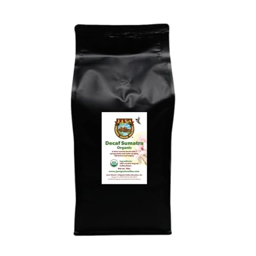 Low Acid Organic Coffee  Whole Bean, Mold-Free & Stomach Friendly by Java Planet, Sumatran Single Origin Decaf Coffee, Dark Roast, Smooth Full Flavored, 5LB Bag
