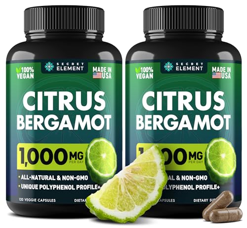 (2 PACK) Citrus Bergamot Extract 1000mg - Citrus Bergamot Supplement for Circulatory Health, Immunity, and Graceful Aging - 2x the potency of Citrus Bergamot 500mg - 240 Vegan Citrus Bergamot Capsules