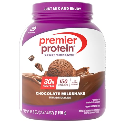 Premier Protein Powder, Chocolate Milkshake, 30g Protein, 1g Sugar, No Soy, Gluten Free, 41.9oz (29 Servings)