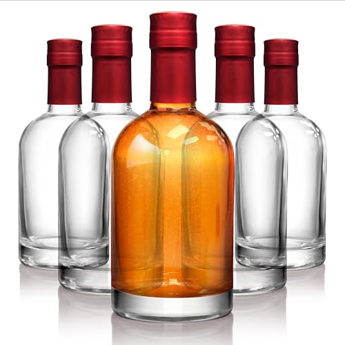 Set of 12 Glass Whiskey Bottles with Corks, 375 mL Glass Bottles for Custom Infusions, 12 oz Empty Liquor Bottles for Alcohol, Limoncello, Coffee Syrups, Oil, and More