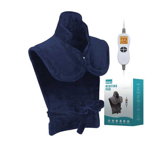 26" x 35" Flannel Neck&Shoulder&Back Heating Pad with 12 Temperature Settings&Countdown Timer, Pain Relief for Back/Neck/Shoulders/Menstrual Pain, Christmas Gifts for Women Men Mom Dad(Navy Blue)