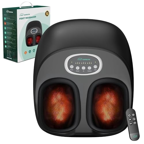 Snailax Christmas Gifts, Foot Massager with Heat, Greeting Card, Shiatsu, Vibration, Rolling, Compression Feet Warmer Massager, Remote Control, Size 13