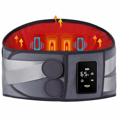 ALLJOY 67" Cordless Heating Pad for Back Pain Relief FSA Eligible HSA, Christmas Gifts for Women Men Mom Dad, Portable Lower Back Massager with 3 Heat 5 Vibration, Wireless Heating Pad for Cramps