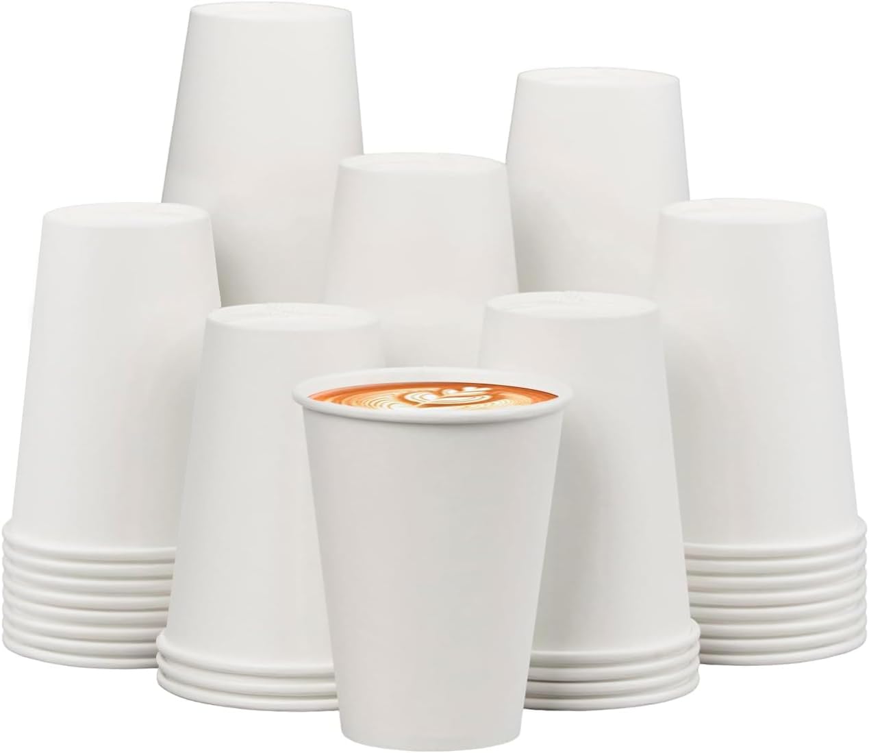 Disposable Paper Coffee Cups 12 oz 500 Pack, White Paper Hot Coffee Cups, Suitable for Party, Picnic, Travel, and Events