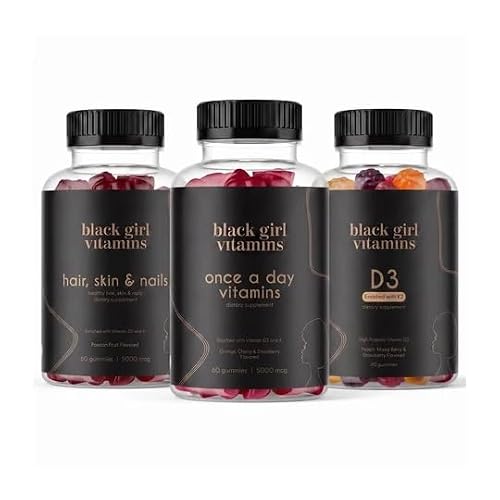 Black Girl Vitamins Look Good Feel Good Bundle  Hair Skin & Nails, Vitamin D3 2000IU & Once a Day Multivitamin - Women's Supplement Bundle  Energy, Immunity & Beauty Support