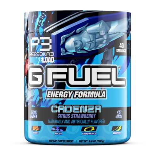 G Fuel Cadenza Energy Drink Powder, Pre Workout Caffeine Mix for Gaming, Sugar Free Focus Amino, Vitamin + Antioxidants, 9.9oz (Citrus Strawberry, 40 Servings)