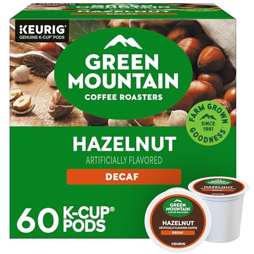 Green Mountain Coffee Roasters Hazelnut Decaf Keurig Single-Serve K-Cup pods, Light Roast Coffee, 60 Count (6 Packs of 10)