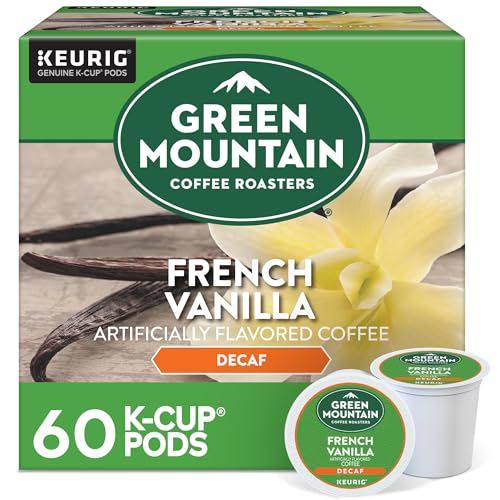 Green Mountain Coffee Roasters French Vanilla Decaf Keurig Single-Serve K-Cup pods, Light Roast Coffee, 60 Count (6 Packs of 10)