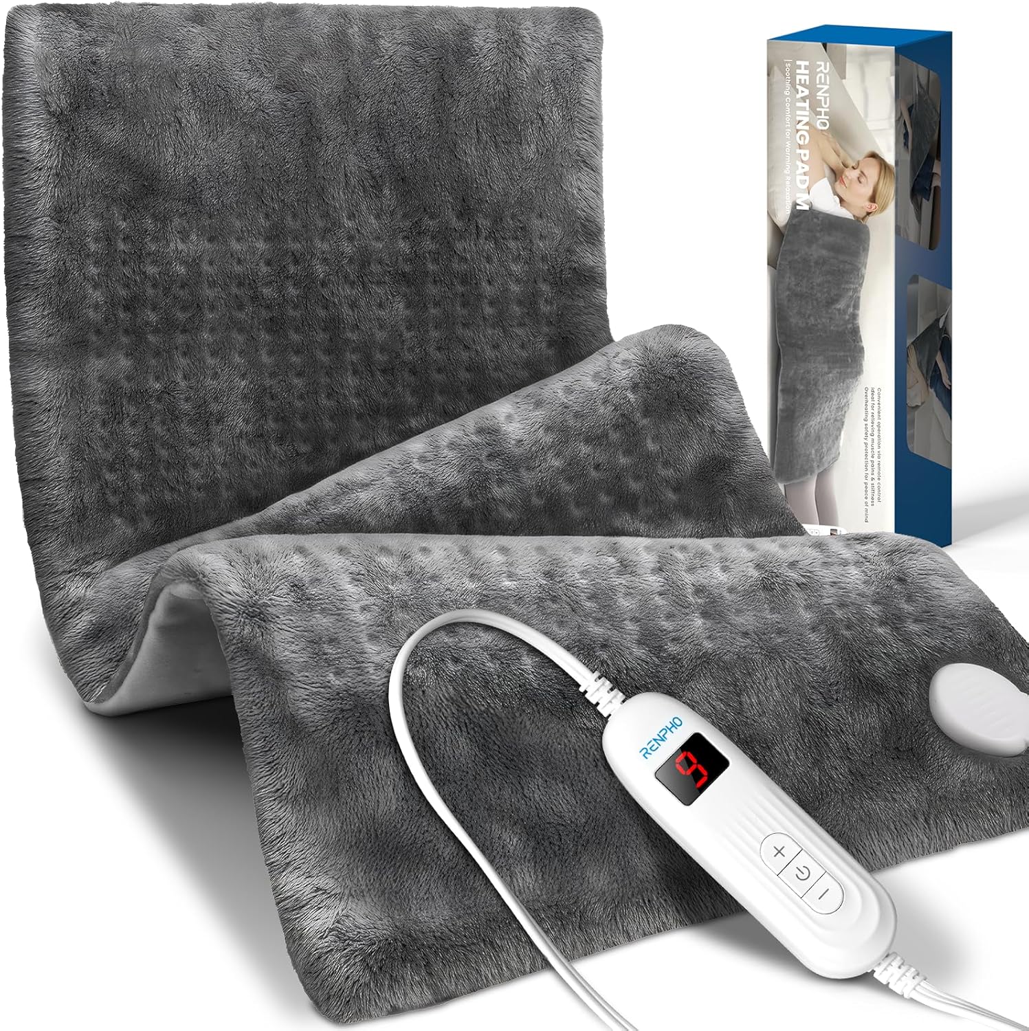 Heating Pads Large for Back Pain & Period Cramps, RENPHO 17"x33" Full Body Heating Pad for Neck/Shoulders/Legs/Knees, Christmas Gifts for Mom Dad, XL Heating Pad, FSA Eligible, ETL Certified