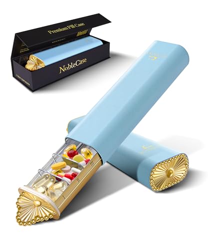 Premium Weekly Pill Organizer, 7 Day Cute Compact Pill Case for Purse, Fancy Luxury Gold Pill Box, Aesthetic Metal Pill Holder for Vitamins, Medicine, Supplements, Unique Wellness Gift