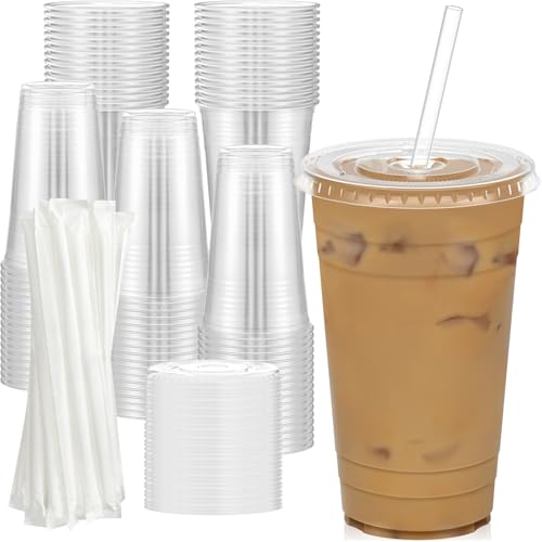 Dealusy 24 oz Clear Cups w/ Straws