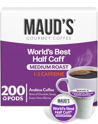 Maud's Half Caff Coffee Pods, 200 ct, Medium Roast Coffee in Recyclable Single Serve Pods  100% Arabica Coffee, Compatible with Keurig K Cups Maker
