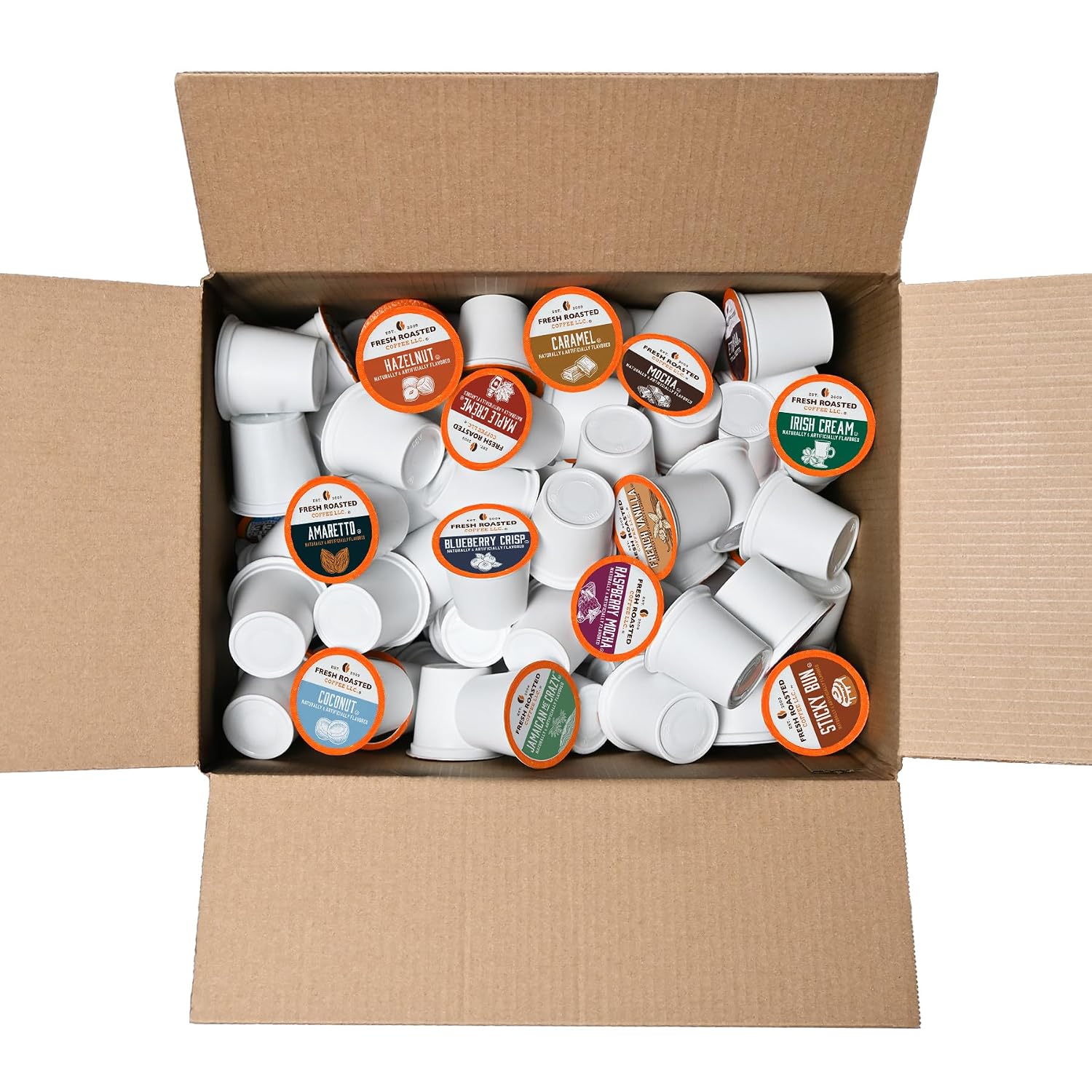 Fresh Roasted Coffee, Dynamite Dozen Flavored Variety Pack, K-Cup Compatible, 144 Count