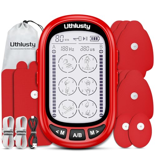 TENS Unit Muscle Stimulator for Pain Relief TherapyDual Channel 24 Modes TENS Machine&EMS Muscle Stimulator,Upgraded Large Screen Portable Muscle Stimulator for Back,Shoulder,& Neck Pain with 10 Pads
